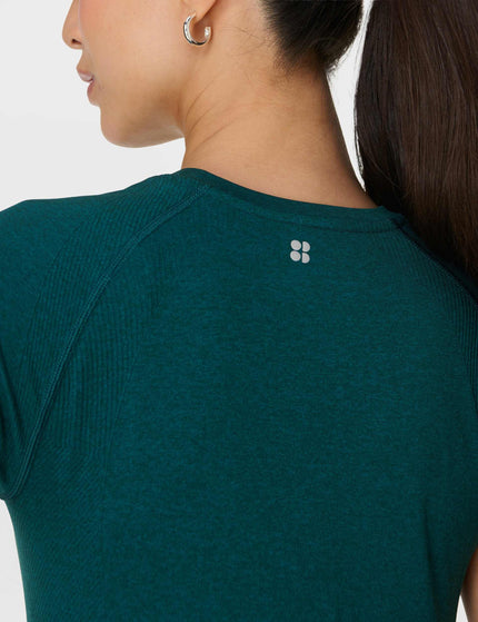 Sweaty Betty Athlete Seamless Workout T-Shirt - Petrol Green Deep Green Marlimage4- The Sports Edit