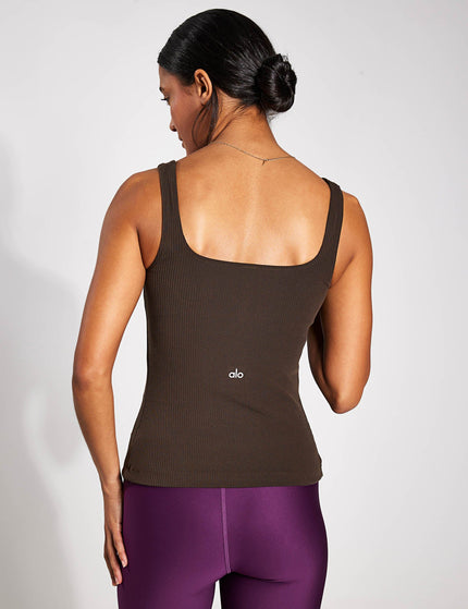Alo Yoga Ribbed Minimalist Tank - Espressoimage2- The Sports Edit