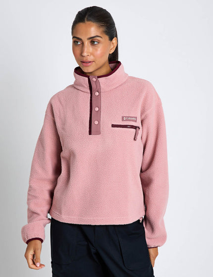 Columbia Helvetia II Cropped Sherpa Half Snap Fleece - Eraser Pink/Fig/Rich Wineimage1- The Sports Edit