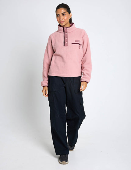 Columbia Helvetia II Cropped Sherpa Half Snap Fleece - Eraser Pink/Fig/Rich Wineimage4- The Sports Edit