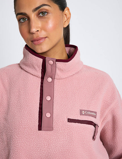 Columbia Helvetia II Cropped Sherpa Half Snap Fleece - Eraser Pink/Fig/Rich Wineimage3- The Sports Edit