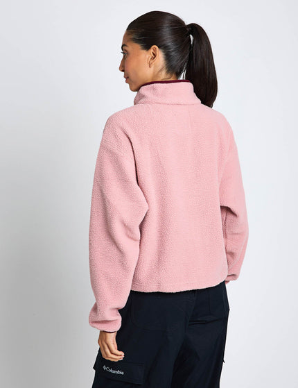 Columbia Helvetia II Cropped Sherpa Half Snap Fleece - Eraser Pink/Fig/Rich Wineimage2- The Sports Edit