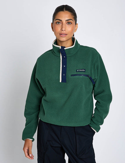 Columbia Helvetia II Cropped Sherpa Half Snap Fleece - Rain Forest/Collegiate Navy/Dark Stoneimage1- The Sports Edit