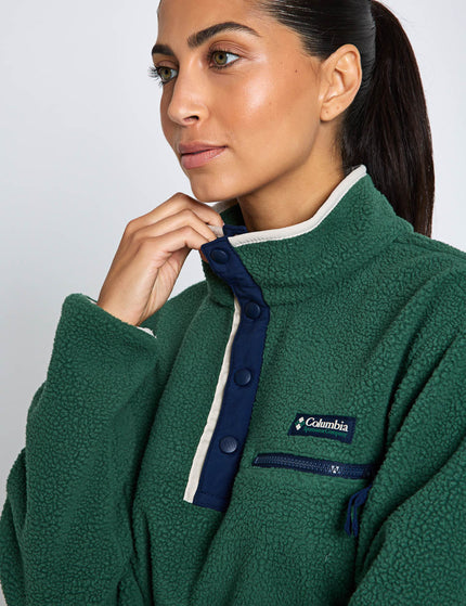 Columbia Helvetia II Cropped Sherpa Half Snap Fleece - Rain Forest/Collegiate Navy/Dark Stoneimage3- The Sports Edit