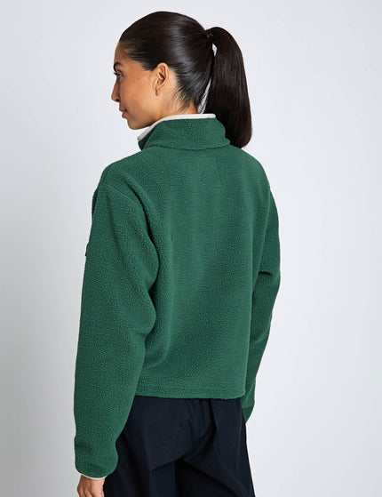 Columbia Helvetia II Cropped Sherpa Half Snap Fleece - Rain Forest/Collegiate Navy/Dark Stoneimage2- The Sports Edit