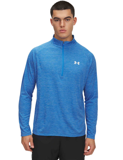 Under Armour Tech Textured 1/2 Zip - Blue Atlantis/Whiteimage1- The Sports Edit