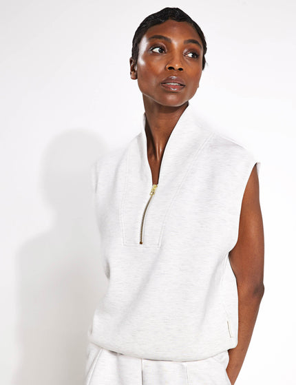 Varley Loretta Half-Zip Sleeveless Sweat - Ivory Marlimage1- The Sports Edit