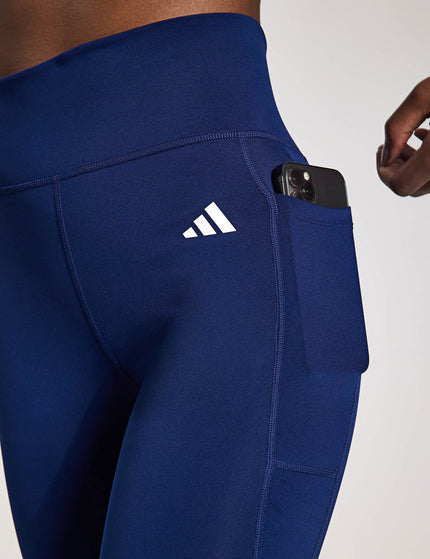 adidas Optime Essentials Stash Pocket Full-Length Leggings - Dark Blue/Whiteimage3- The Sports Edit
