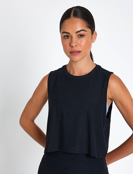 Beyond Yoga Featherweight Minimal Cropped Tank - Darkest Nightimage1- The Sports Edit