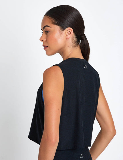 Beyond Yoga Featherweight Minimal Cropped Tank - Darkest Nightimage2- The Sports Edit