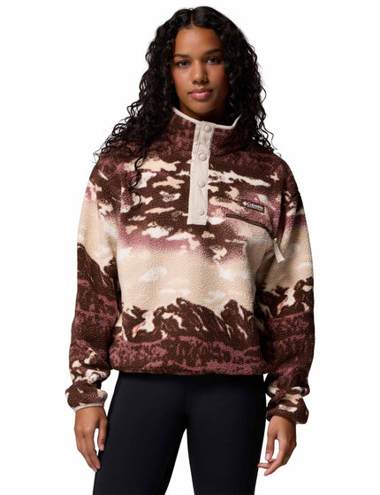 Columbia Helvetia II Cropped Sherpa Half Snap Printed Fleece - Tobacco Sisters/Dark Stoneimage1- The Sports Edit