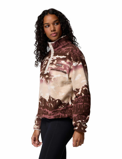 Columbia Helvetia II Cropped Sherpa Half Snap Printed Fleece - Tobacco Sisters/Dark Stoneimage2- The Sports Edit