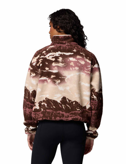 Columbia Helvetia II Cropped Sherpa Half Snap Printed Fleece - Tobacco Sisters/Dark Stoneimage3- The Sports Edit
