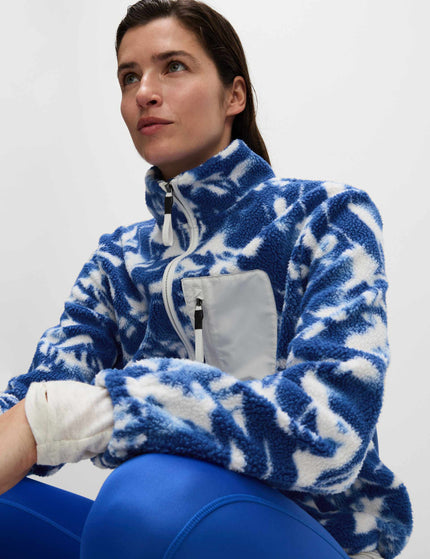 Goodmove Borg Printed Funnel Neck Zip Up Fleece Jacket - Blue/Whiteimage1- The Sports Edit