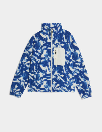 Goodmove Borg Printed Funnel Neck Zip Up Fleece Jacket - Blue/Whiteimage6- The Sports Edit