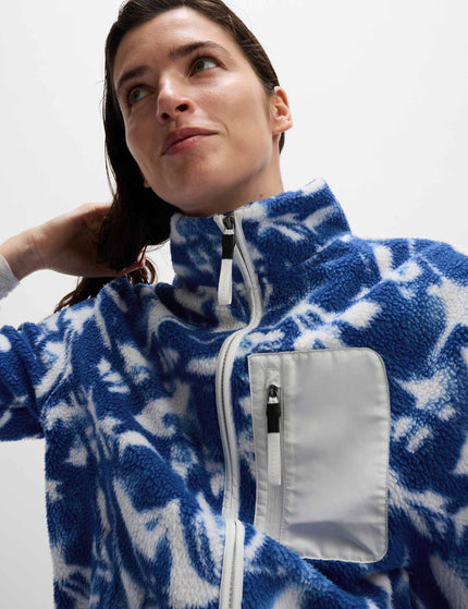 Goodmove Borg Printed Funnel Neck Zip Up Fleece Jacket - Blue/Whiteimage3- The Sports Edit
