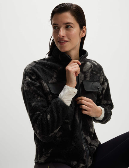 Goodmove Borg Printed Funnel Neck Zip Up Fleece Jacket - Medium Grey Miximage1- The Sports Edit