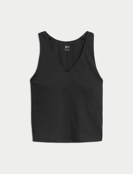 Goodmove V-Neck Padded Fitted Yoga Crop Vest Top - Blackimage6- The Sports Edit