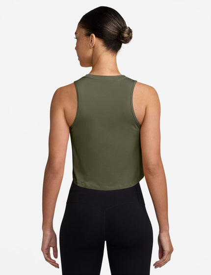 Nike One Classic Dri-FIT Cropped Tank - Medium Olive/Whiteimage2- The Sports Edit
