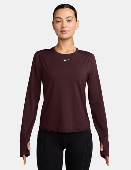 Nike One Classic Dri-FIT Long-Sleeve Top - Burgundy Crush/Whiteimage1- The Sports Edit