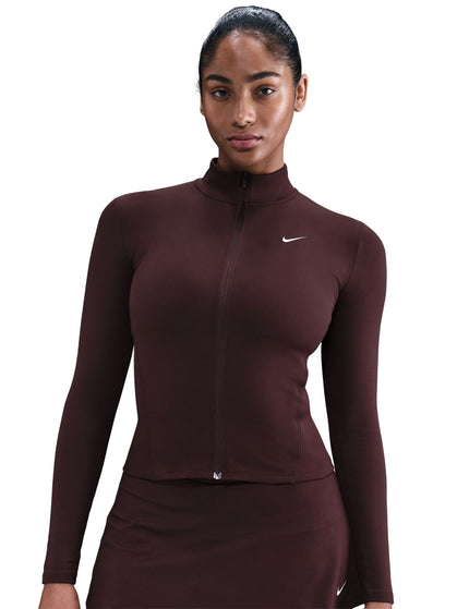 Nike One Fitted Dri-FIT Full-Zip Jacket - Burgundy Crush/Whiteimage1- The Sports Edit