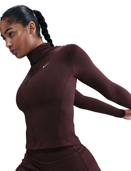 Nike One Fitted Dri-FIT Full-Zip Jacket - Burgundy Crush/Whiteimage2- The Sports Edit