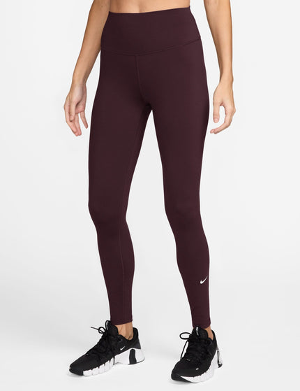 Nike One High Waisted Full Length Leggings - Burgundy Crush/Whiteimage1- The Sports Edit