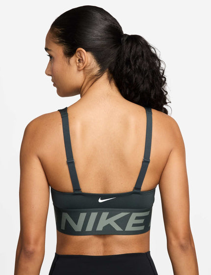 Nike Pro Indy Plunge Medium-Support Sports Bra - Seaweed/Clay Green/Whiteimage2- The Sports Edit