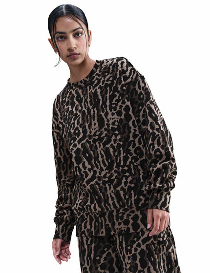 Nike Sportswear Phoenix Fleece Oversized Printed Sweatshirt - Black/Ironstone/Blackimage1- The Sports Edit