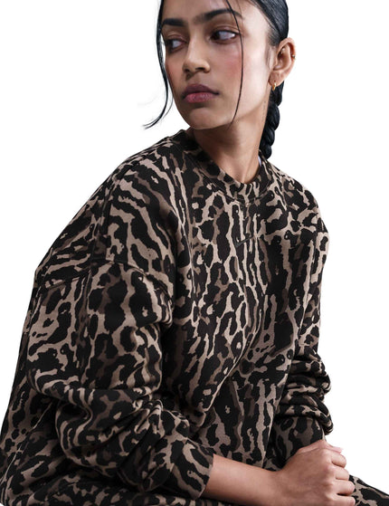 Nike Sportswear Phoenix Fleece Oversized Printed Sweatshirt - Black/Ironstone/Blackimage2- The Sports Edit