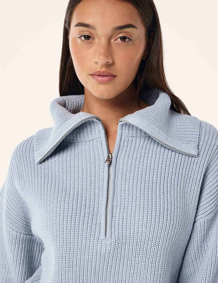 PE Nation High Season Zip Neck Knit - Ice Blueimage2- The Sports Edit