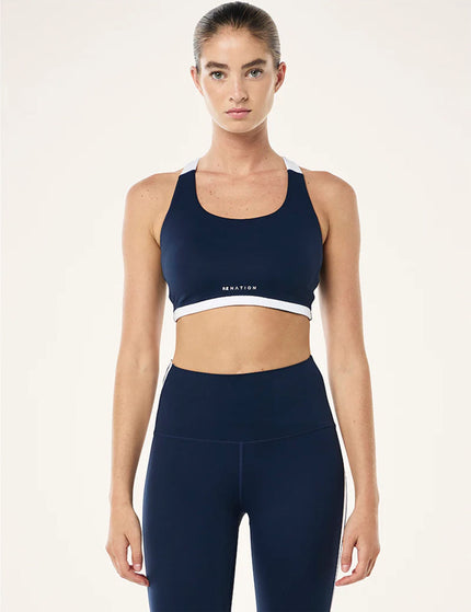 PE Nation Highgate Sports Bra - Dark Navy/Optic Whiteimage1- The Sports Edit