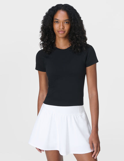 Sweaty Betty Athlete Crop Seamless Workout T-Shirt - Blackimage1- The Sports Edit