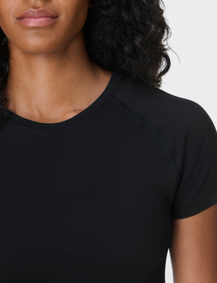 Sweaty Betty Athlete Crop Seamless Workout T-Shirt - Blackimage3- The Sports Edit