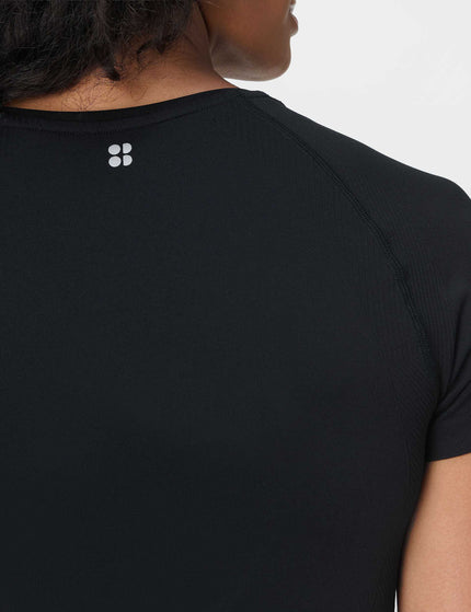 Sweaty Betty Athlete Crop Seamless Workout T-Shirt - Blackimage4- The Sports Edit