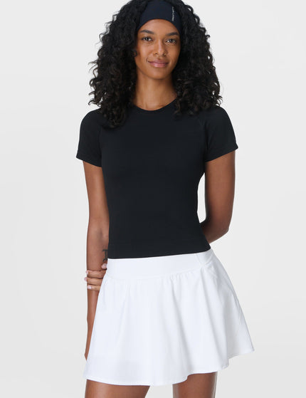 Sweaty Betty Athlete Crop Seamless Workout T-Shirt - Blackimage5- The Sports Edit