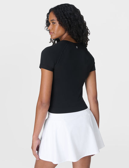 Sweaty Betty Athlete Crop Seamless Workout T-Shirt - Blackimage2- The Sports Edit
