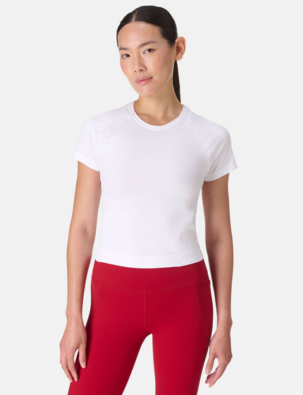 Sweaty Betty Athlete Crop Seamless Workout T-Shirt - Whiteimage1- The Sports Edit