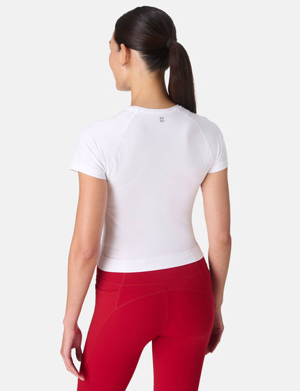 Sweaty Betty Athlete Crop Seamless Workout T-Shirt - Whiteimage2- The Sports Edit
