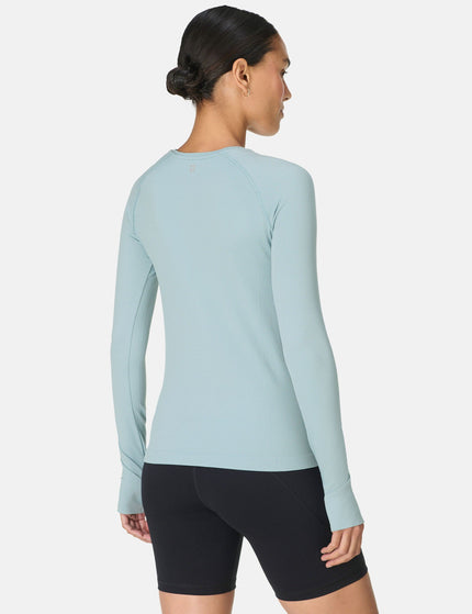 Sweaty Betty Athlete Seamless Workout Long Sleeve Top - Vapour Blueimage3- The Sports Edit
