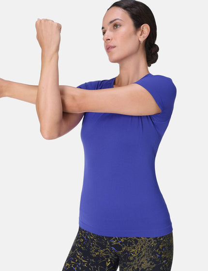 Sweaty Betty Athlete Seamless Workout T-Shirt - Rich Blueimage5- The Sports Edit