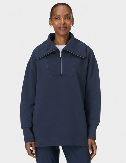 Sweaty Betty Peaceful Rib Half Zip Sweatshirt - Navy Blueimage1- The Sports Edit