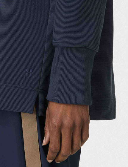 Sweaty Betty Peaceful Rib Half Zip Sweatshirt - Navy Blueimage4- The Sports Edit