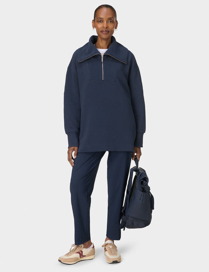 Sweaty Betty Peaceful Rib Half Zip Sweatshirt - Navy Blueimage6- The Sports Edit
