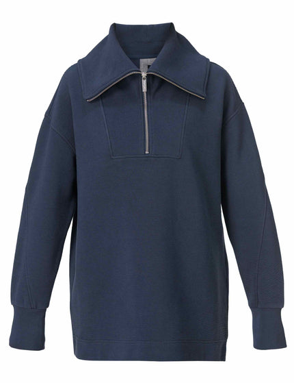 Sweaty Betty Peaceful Rib Half Zip Sweatshirt - Navy Blueimage8- The Sports Edit