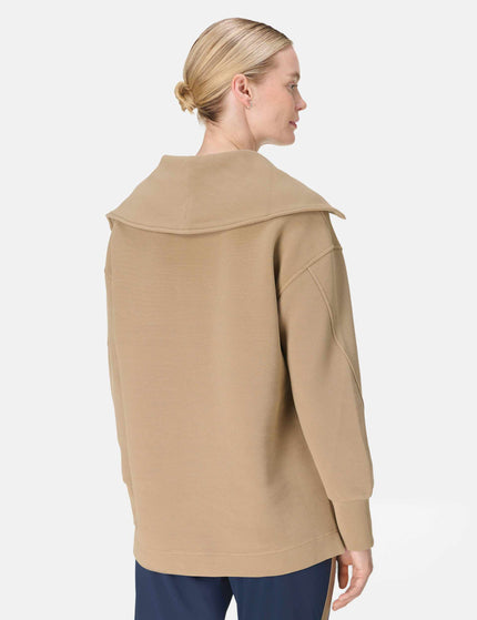 Sweaty Betty Peaceful Rib Half Zip Sweatshirt - Sepia Brownimage2- The Sports Edit