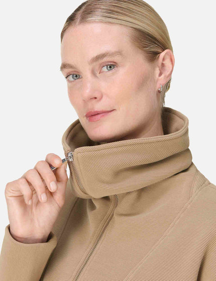 Sweaty Betty Peaceful Rib Half Zip Sweatshirt - Sepia Brownimage3- The Sports Edit