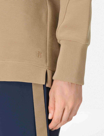 Sweaty Betty Peaceful Rib Half Zip Sweatshirt - Sepia Brownimage4- The Sports Edit