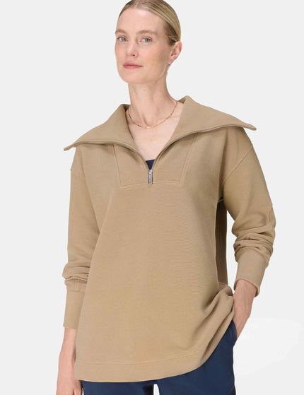 Sweaty Betty Peaceful Rib Half Zip Sweatshirt - Sepia Brownimage5- The Sports Edit