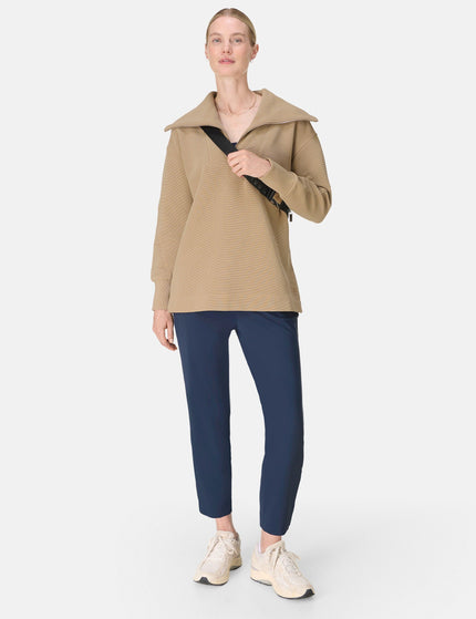 Sweaty Betty Peaceful Rib Half Zip Sweatshirt - Sepia Brownimage6- The Sports Edit